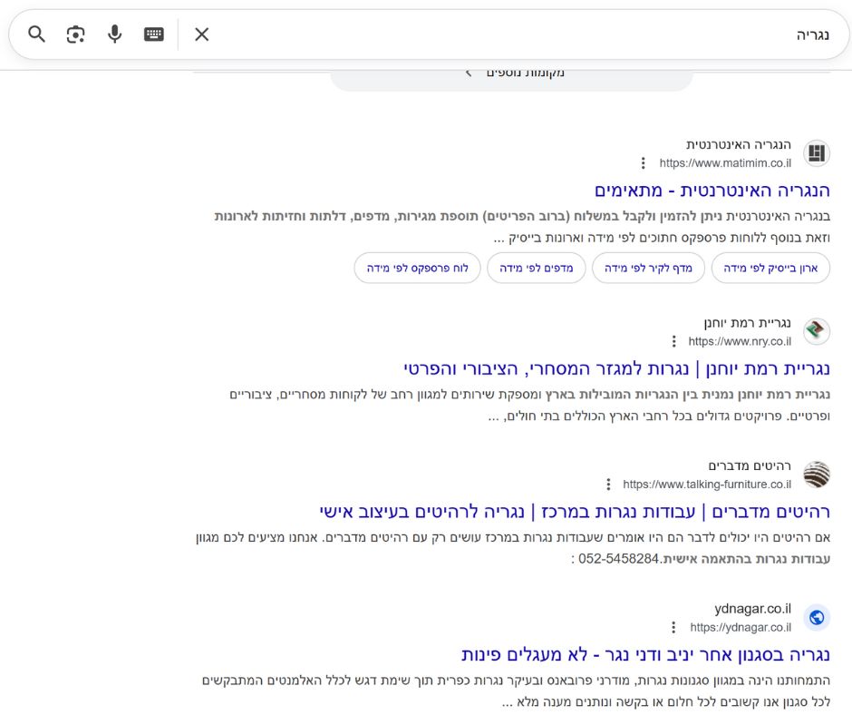 תוצאות חיפוש בגוגל למילה נגריה